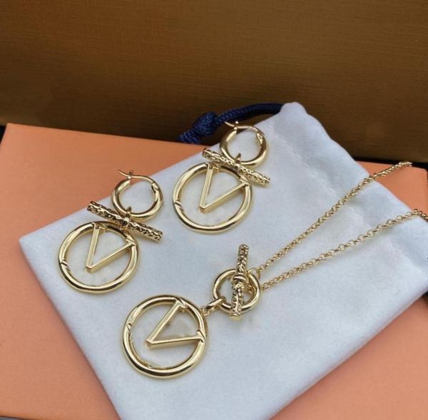 

set fashion necklace earrings designer stainless steel luxury jewelry ladies brand29329422751228, Black