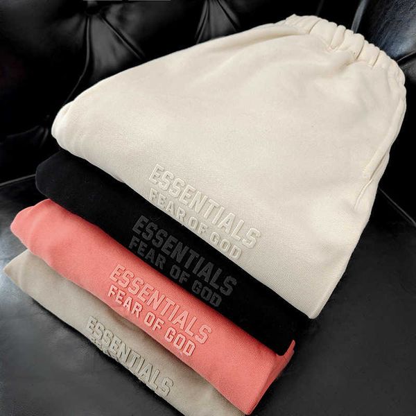 

men's shorts fashion ess designer pants new fog shorts with double stitching ess flocked letter men's five piece high street loose, White;black