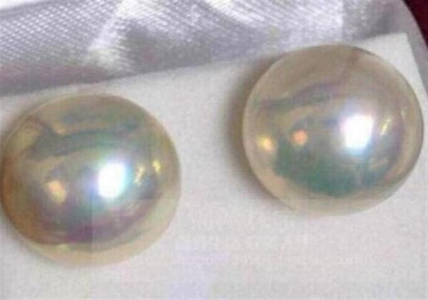 

pair of huge 1213mm natural south sea genuine white pearl earring 14k285h7160446, Golden