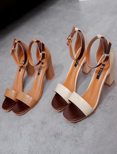 

summer women mid heels sandals open toe women039s sandals thick heel women shoes korean style gladiator shoes3334837, Black