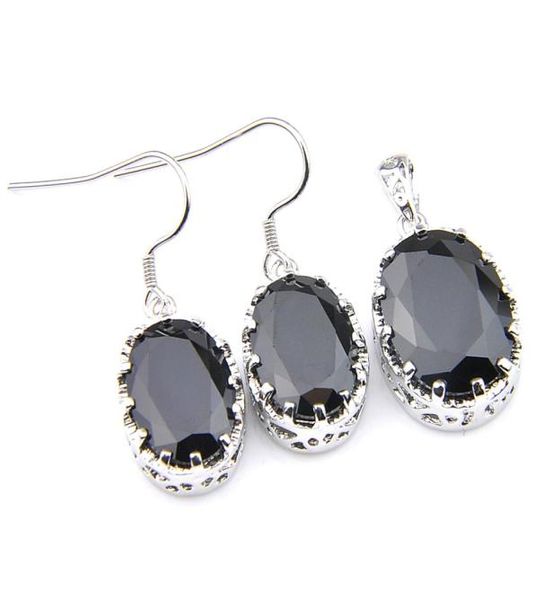 

luckyshine new wedding jewelry sets for women039s oval black onyx silver zircon earring pendants elegant sets 9437998