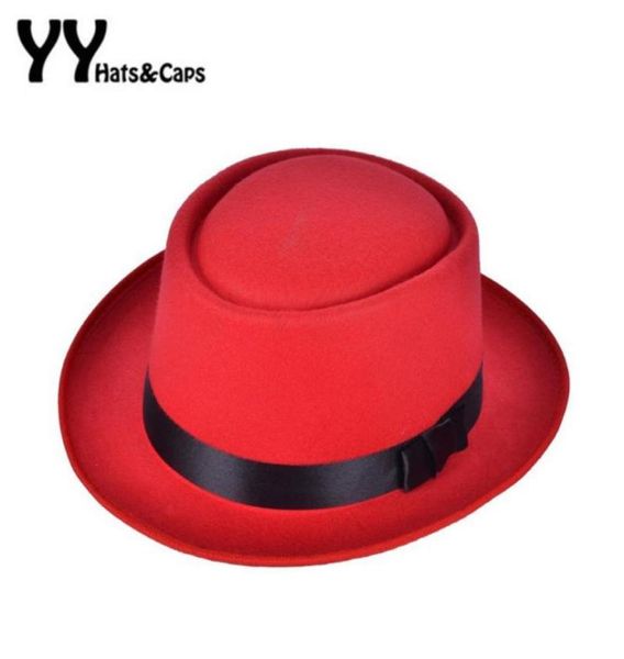 

retro new womens felt fedoras pork pie crushable hat breaking bad hat walter for men trilby wool cap chapeu de feltro 6 colors5389414, Blue;gray