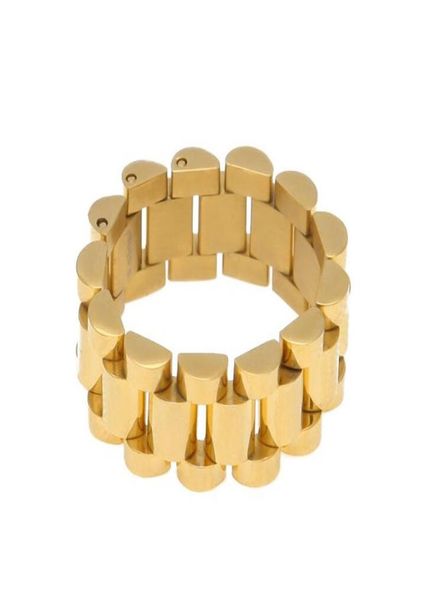 

size 812 hip hop melody ehsani band ring men039s stainless steel gold color president watchband link style ring4183626, Silver