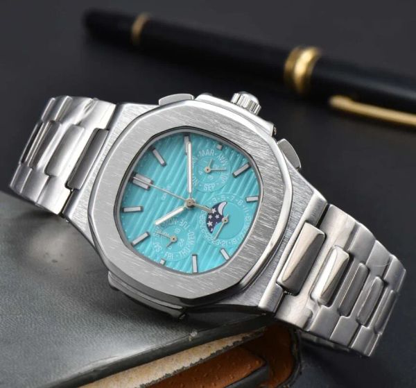 

designer pateks mens watch quartz wristwatches classic fashion stainless steel waterproof philippes wrist watch charming man gentleman watch, Slivery;golden