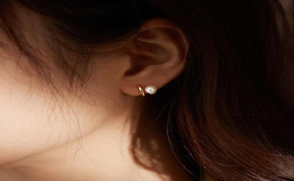 

stud 100 925 sterling silver pearl earring 50mm round circle loop gifts simple smooth big earrings for women jewelry8971697, Golden;silver