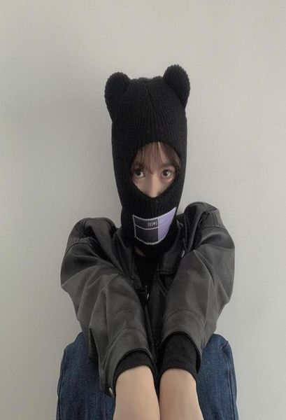 

beanieskull caps winter black cycling hats funny mask hat handmade artificial wool knit bonnet halloween party bear ski be2546282, Blue;gray