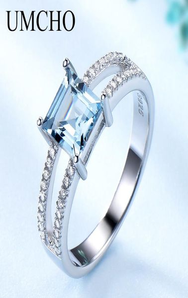 

umcho solid 925 sterling silver jewelry created nano sky blue z rings for women cocktail ring wedding party fine jewelry cj1917326295, Slivery;golden