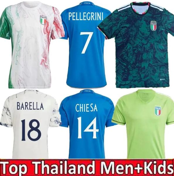 

2023 2024 italy national team mens soccer jerseys 23 24 verratti pinamonti totti chiesa barella bonucci home away football shirts uniforms t, Black