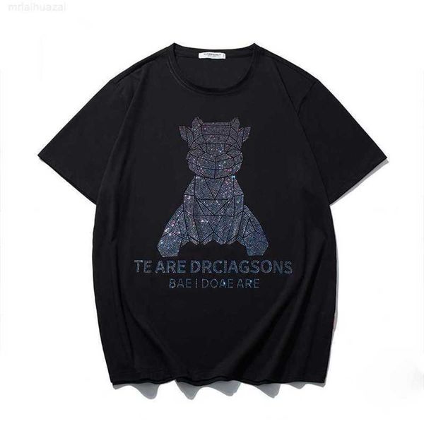 

xxbro men's wxw diamond embedding plus fat short sleeve extra large loose summer fatty t-shirtaxwo, Black;brown