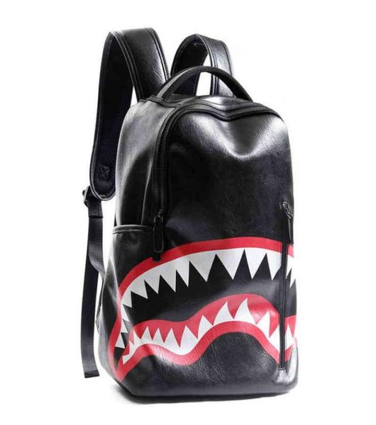 

men039s backpack travel handbag fashion lattice backpack student schoolbag large capacity shark bag street man 22056251360710
