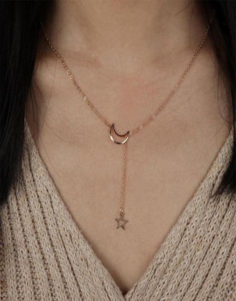 

fashion moon star pendant choker necklace gold color alloy zinc chain necklace for women party jewelry archery8870111, Silver
