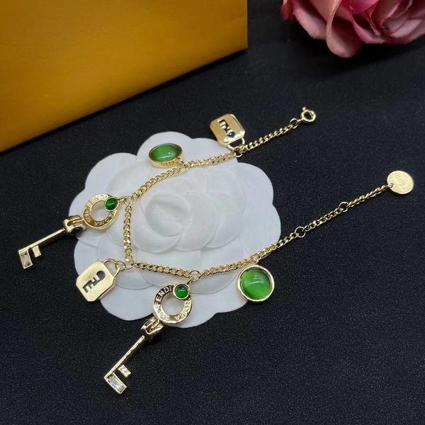 

multi-accessory emerald pendant fashion luxury designer bracelet, Black