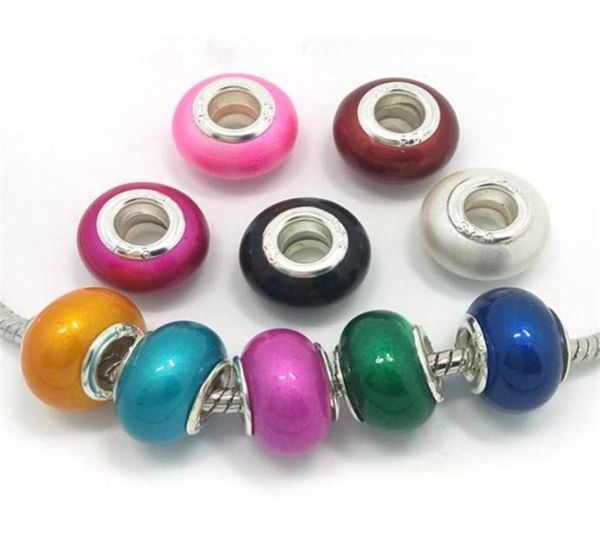 

brand new 100pcs mix colors resin 925 stering core big hole loose beads fit european pandora jewelry diy bracelet charms251a7110777, Crystal