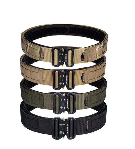 

2 inch tactical laser cut molle belt duty combat belts inner outer molle waistbelt multicam range221n4928621, Black;gray
