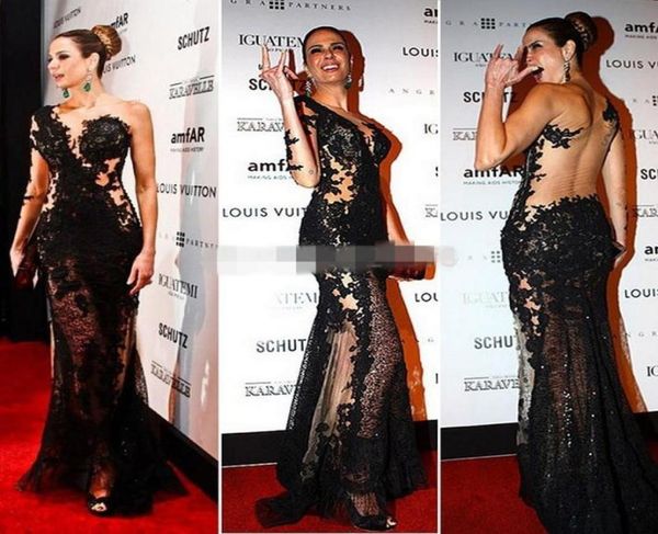 

see though black lace red carpet dresses evening gowns 2021 applique sequin formal dress party cocktail prom gowns dresses ev4449397, Black;red