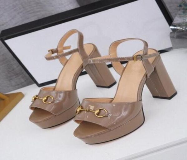 

orignal box arrival super high heels 105mm platforms sandals ladies slingbacks sheepskin summer breathe buckle strapshoes 35415859063, Black