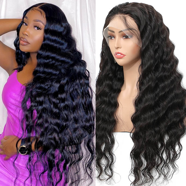 

hd lace loose deep wave frontal wig human hair 13x4 transparent loose deep curly lace front wigs lace closure human hair wig, Black;brown
