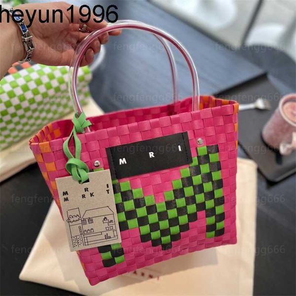 

2022 new style plastic vegetable basket woven bag online red portable beach