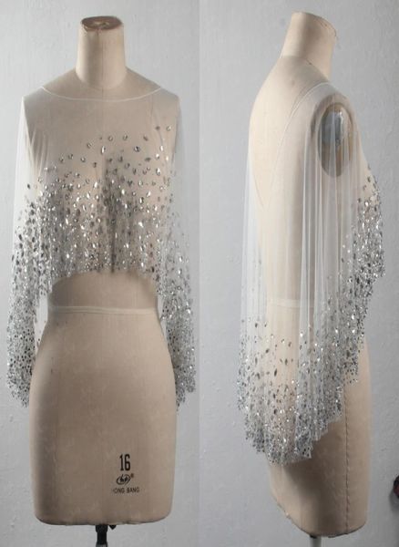 

2022 glitter crystal beads wraps for evening prom formal dress wedding bolero jackets for special occasion shawl dress1526916, White