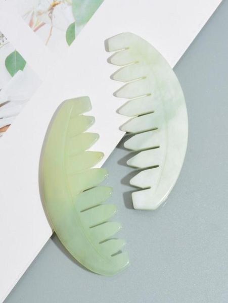 

nature jade comb massage spa head therapy treatment on gua sha board scalp massager hair brushes9401720, Silver