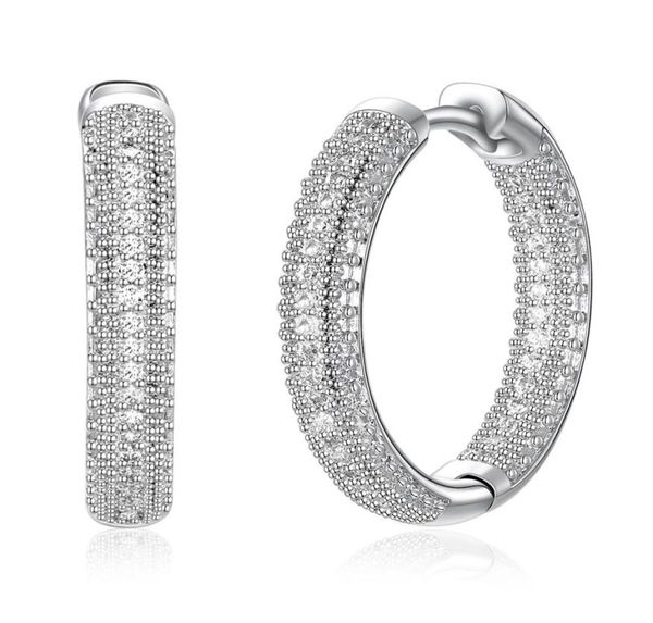 

silver plated hoop earrings whtie cz jewelry classic jewellery fast round women earring6777963, Golden;silver