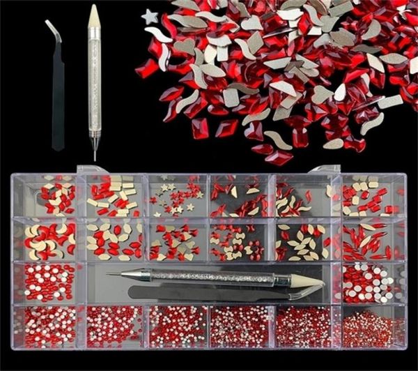 

21 grids multisize s 3d crystal ab clear stones gems pearl diy nail art decorations 2206072076929, Black