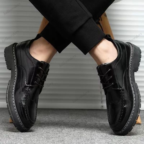 

business leather shoes korean version trend of non-slip leisure small black shoes