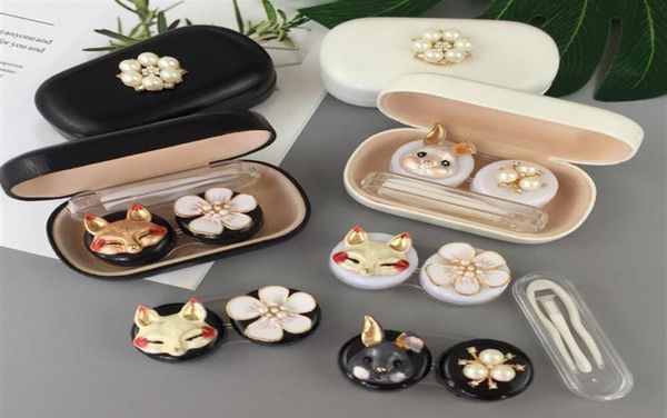 

pearl contact lens case animal glasses case with mirror eyes contact lenses box for glasses cartoon fox pearl container glasses ca5109221