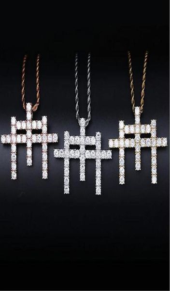 

14k gold ins gunna style m shape cross pendant necklace micro pave cubic zirconia diamonds bling bling pendant with 24inch rope ch3187585, Silver