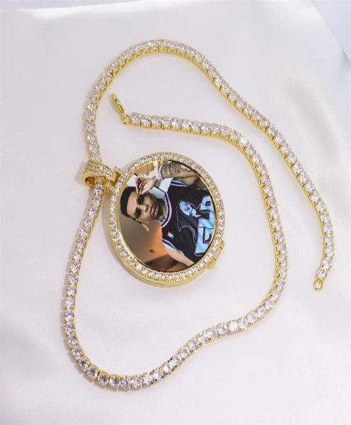 

round po custom made po medallions pendant picture necklace tennis chain gold color cubic zircon men039s hip hop jewelry cx202699342, Silver