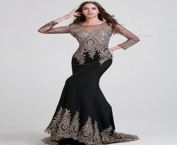 

2016 fashion new arrival charming long sleeve appliques sheer neck mermaid black satin evening dresses 10224788827, Black;red