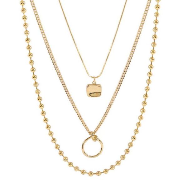 

pendant necklaces badu 2022 statement multilayer necklace simple geometric square metal choker for women clavicle chain7356564, Silver