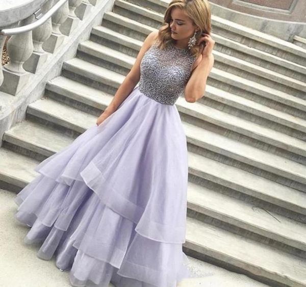 

beading tiered ball gown prom dresses 2020 charming scoop sleeveless organza backless lavender long evening dresses formal gowns c2274821, Black