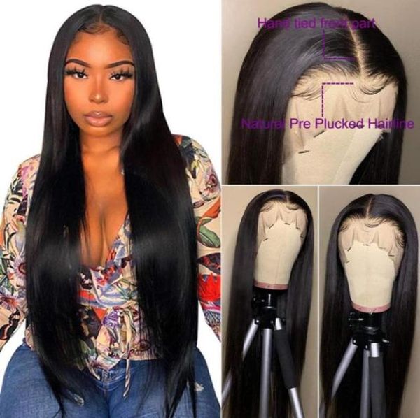 

150 remy pre plucked 13x4 lace frontal wig straight lace front wig lace front human hair wigs remy 4x4 straight closure wig30737281750764, Black