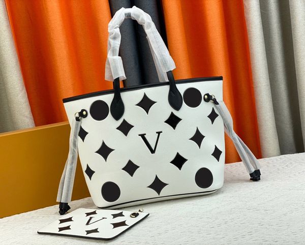 

designer women tote bag luxury never ful handbags mm shopping bags quality leather embossed flowers letter shoulder totes ladies fashion mak