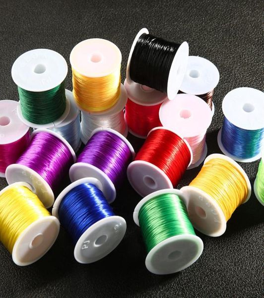 

cord for jewelry making 60 meters strong mixed color crystal elastic rope string stretch line diy beaded thread necklace bracelet 5458120, White;red