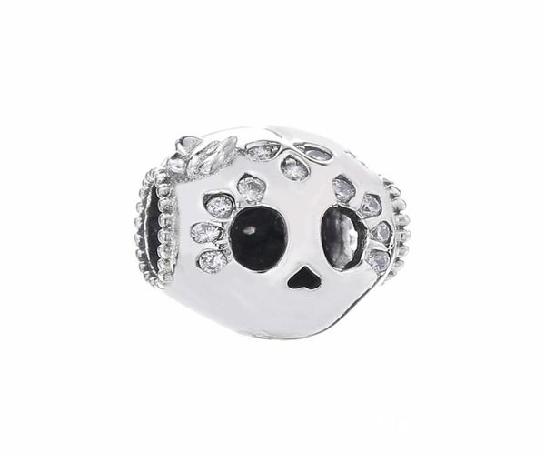 

2019 summer 925 sterling silver sparkling skull charm bead for european pandora jewelry charm bracelets9686388, Black