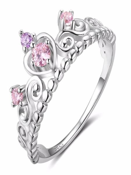 

925 sterling silver princess crown ring designs cute girl jewelry birthday gift girls fashion rings ri1028612235776, Slivery;golden