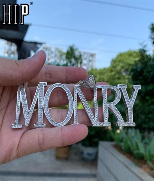 

hip hop custom name bubble cubic zirconia bling combination words iced out chain pendants necklaces for men jewelry 0927254w2338829, Silver