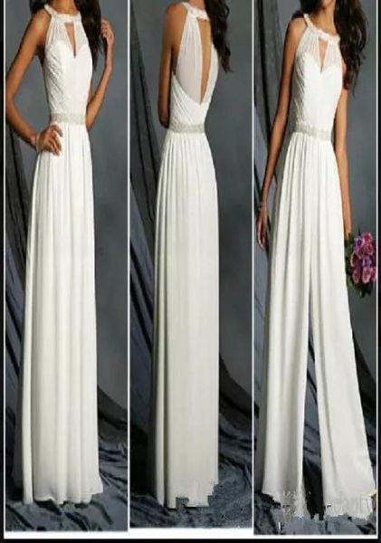 

new elegant chiffon evening dresses jumpsuit beads belt party gowns pant suits plus size women formal evening party gowns open bac8437238, Black;red