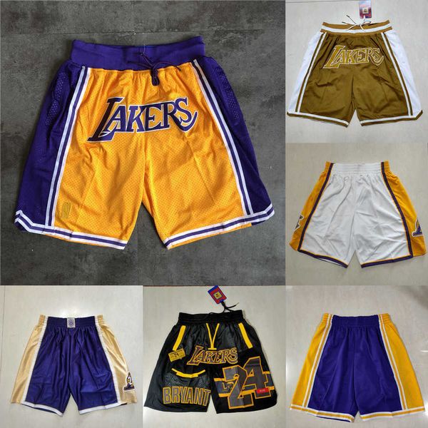 

2023 los angeles''lakers''men throwback basketball shorts pocket red black