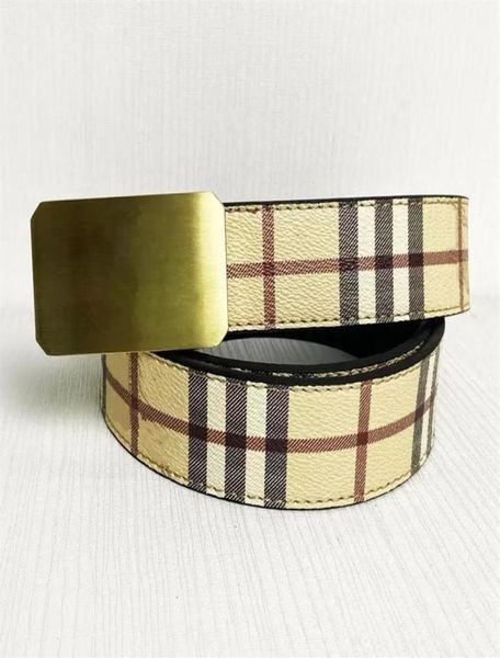 

vintage belts luxury brand classic plaid print genuine real leather alloy high fashion men belt for women designer312z4153423, Black;brown