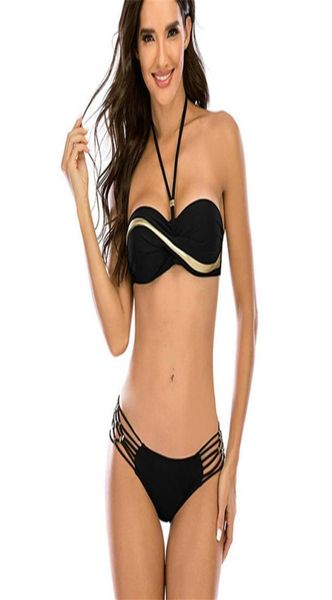 

2021 bikini bathing suits woman push up bikini set patchwork swimsuits ruched swimwear women strap yellow beach wear258x1210488