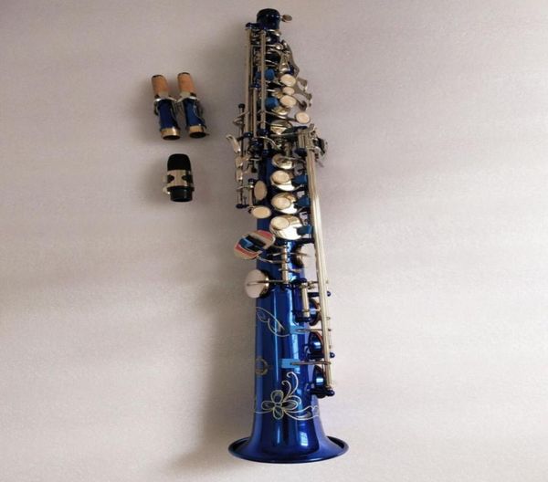 

2019 new suzuki bb flat soprano sax classic blue paint silver key musical instruments soprano saxophone with case6427570