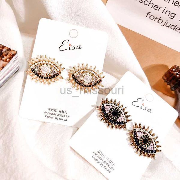 

stud europe design vintage eye shape stud earrings for women fashion personality rhinestone oorbellen femme trendy ear jewelry j230529, Golden;silver