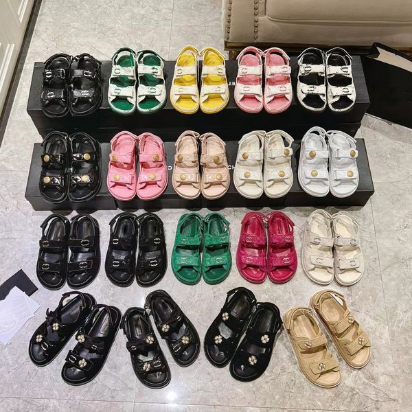 

designer sandal for women platform sandals sandale slides shoes thick bottom summer flat heel hook loop casual beach buckle genuine leather, Black