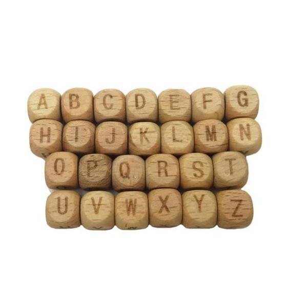 

square wood alphabet beads teether 10mm natural beech wooden letter letter beads for jewelry making diy wooden teething beads neck8151713