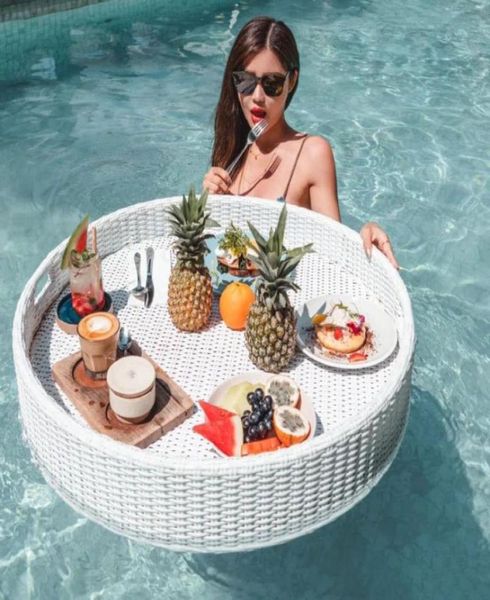 

inflatable floats tubes rattan tray nordic fruit drink storage plate handmade water pool cup stand float party beverage mattress9272849