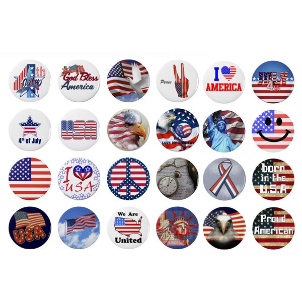 

diy interchangeable 18mm cabochon glass stone buttons july 4th patriotic button for snap jewelry bracelet necklace ring earrings