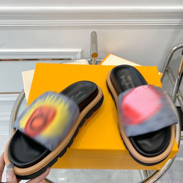 

2023 fashion slippers for women fashion luxury floral striped pantoufle summer rubber fabric flats flip flops sliders designer slides sandal, Black